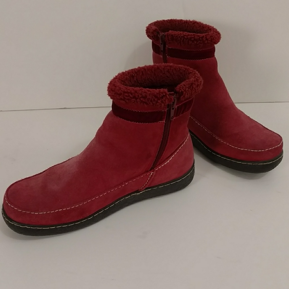 Lands End Rose Pink Leather Ankle Boots Booties